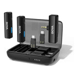 BOYA Mikrofon Trådløs, All-in-one, 2.4GHz, 1 modtager og 2 sender, Ultra-Long Battery Life Black EU