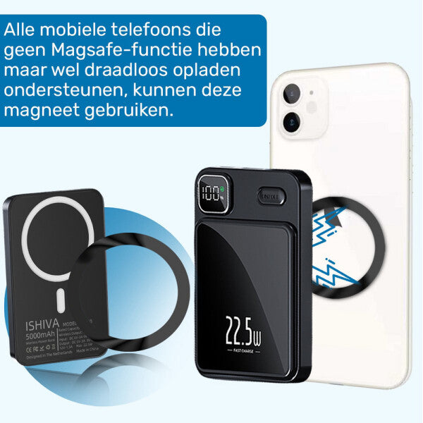 UFUZON Ishiva Magnetisk Trådløs Powerbank 5000 mAh, 22,5W USB-C