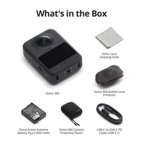 DJI Action Camera Osmo 360 Standard Combo Black EU (CP.OS.00000441.04) med en eller flere af følgende egenskaber: