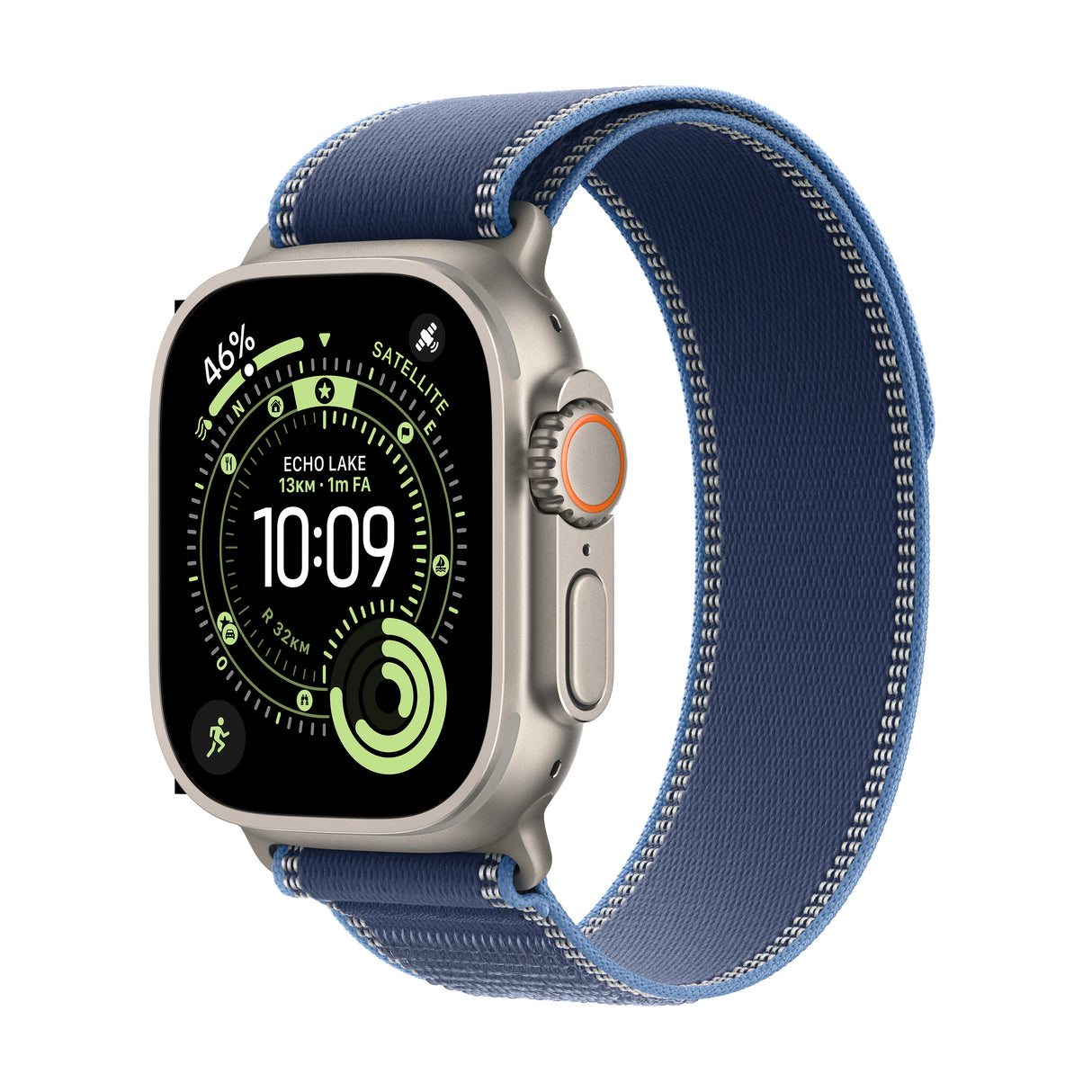 *Apple Watch Ultra 3 GPS + Cellular 49mm Natural Titanium Case with Blue/Bright Blue Trail Loop - M/L