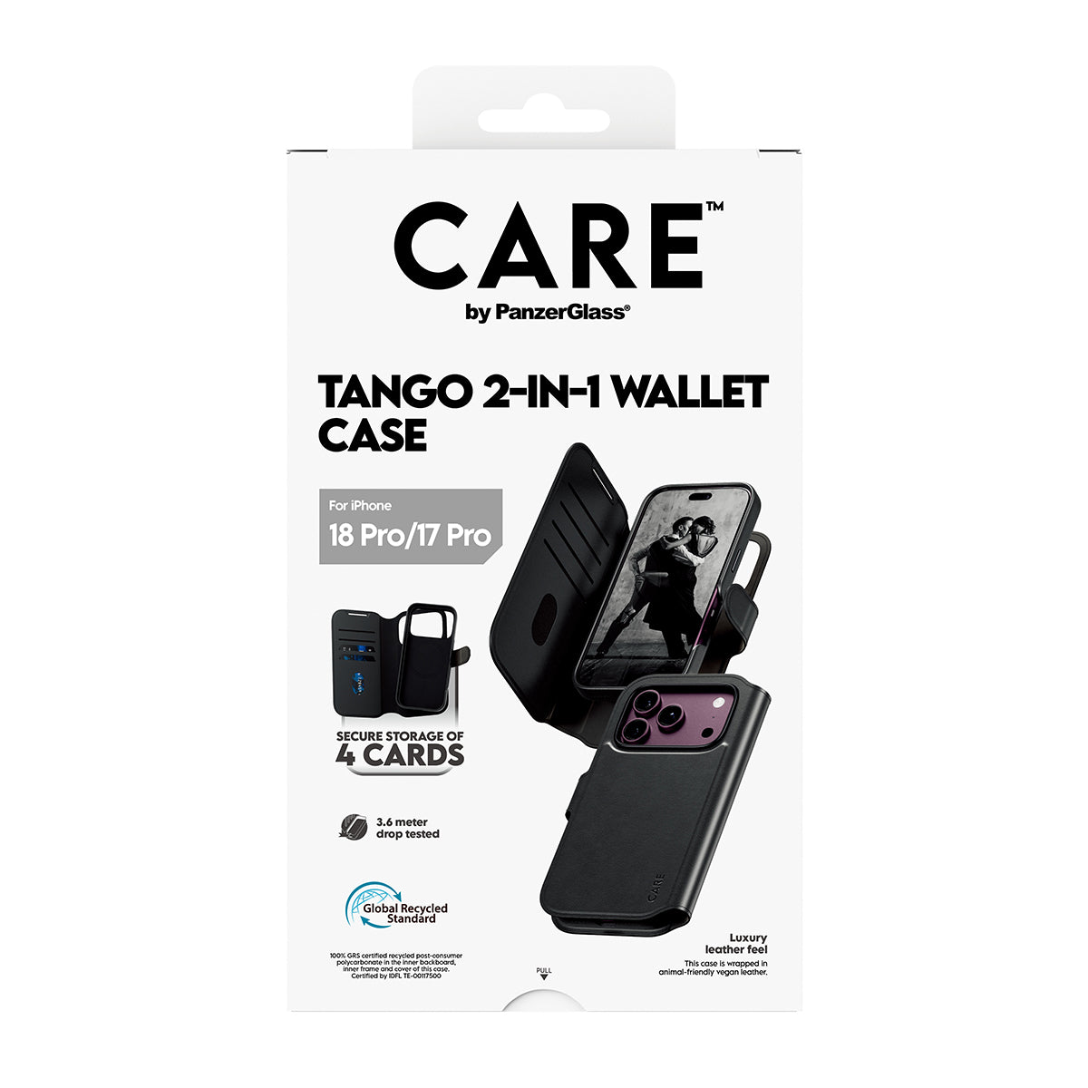 CARE by PanzerGlass Tango 2in1 Black Wallet Case w. MagSafe Apple iPhone 18 Pro