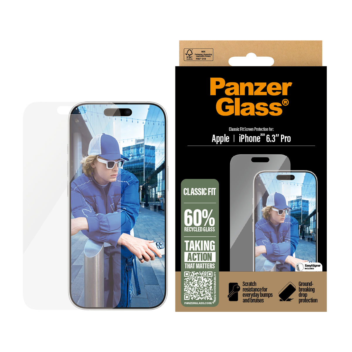 PanzerGlass Screen Protector iPhone 16 Pro  - Classic Fit