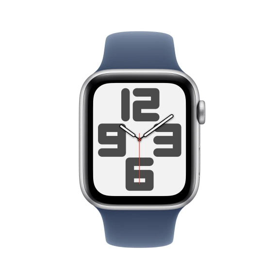 Apple Watch SE GPS 44mm Silver Aluminium Case with Denim Sport Band - S/M