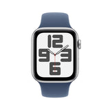 Apple Watch SE GPS 44mm Silver Aluminium Case with Denim Sport Band - S/M