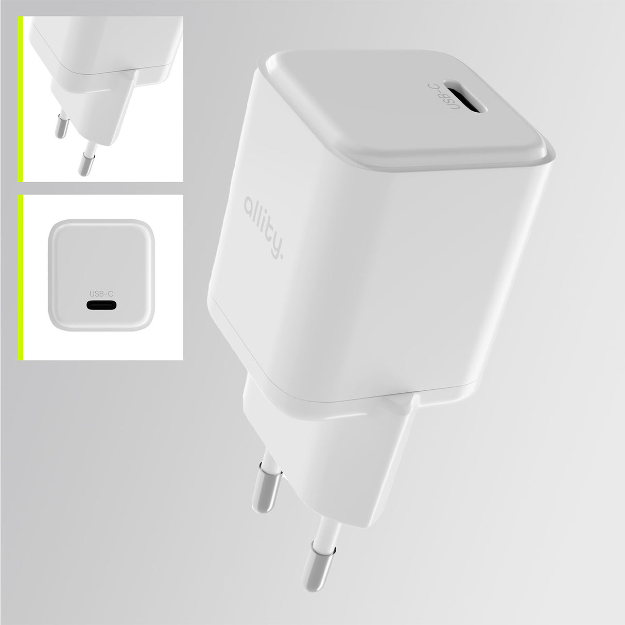 Allity wall charger GaN PD QC ATC-01-20WC 1x USB-C 20W white