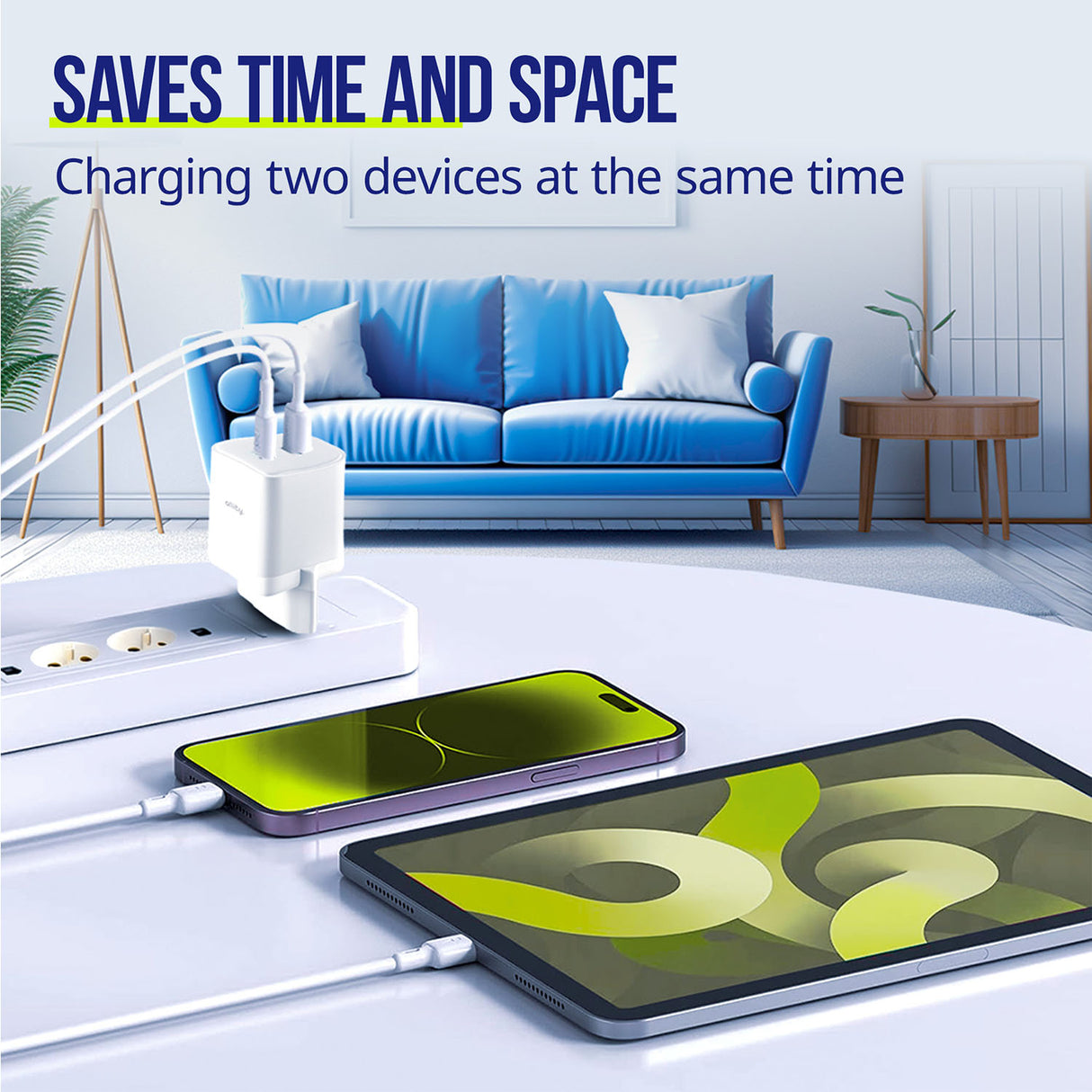 Allity wall charger GaN PD QC ATC-01-45WCC 2x USB-C 45W white