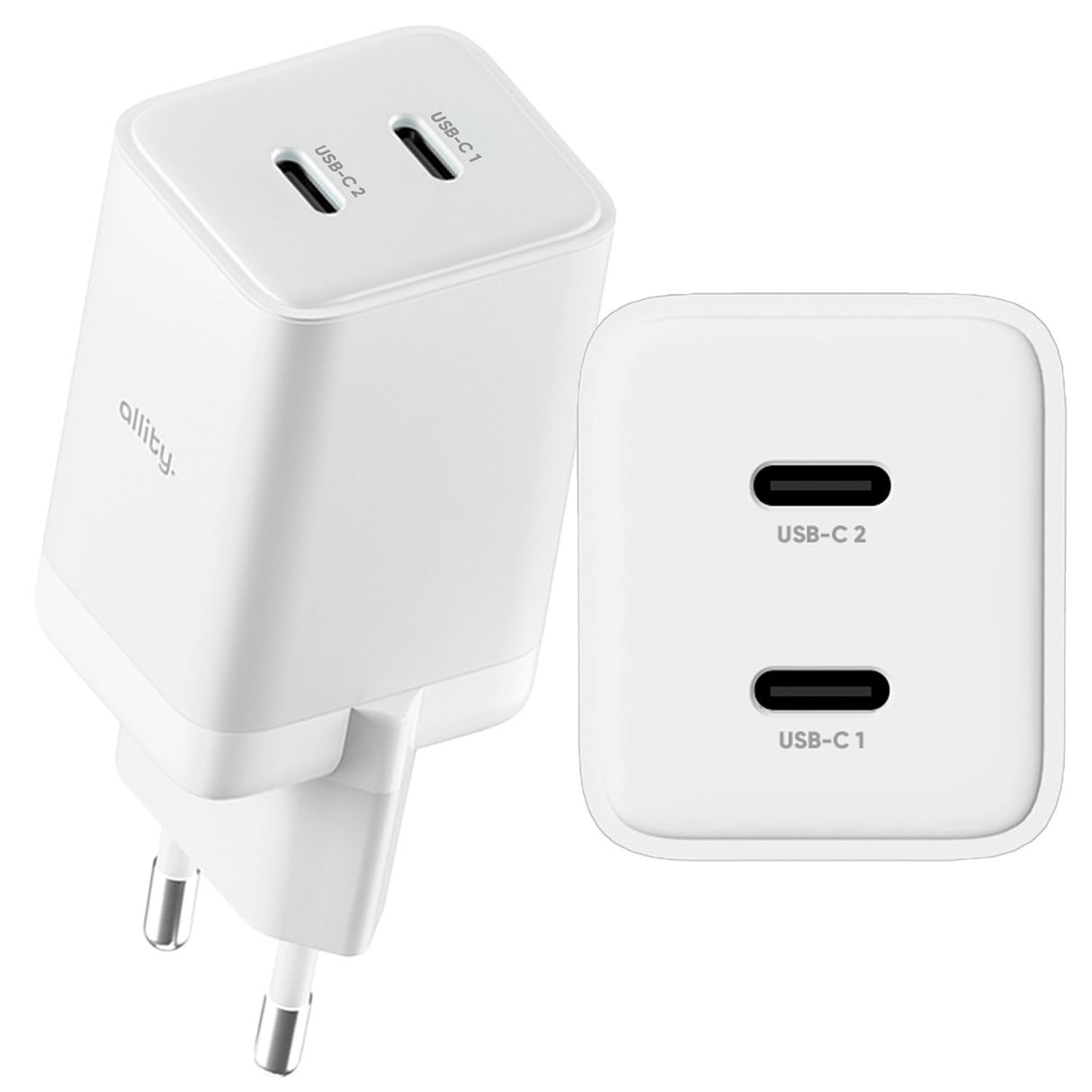 Allity wall charger GaN PD QC ATC-01-45WCC 2x USB-C 45W white
