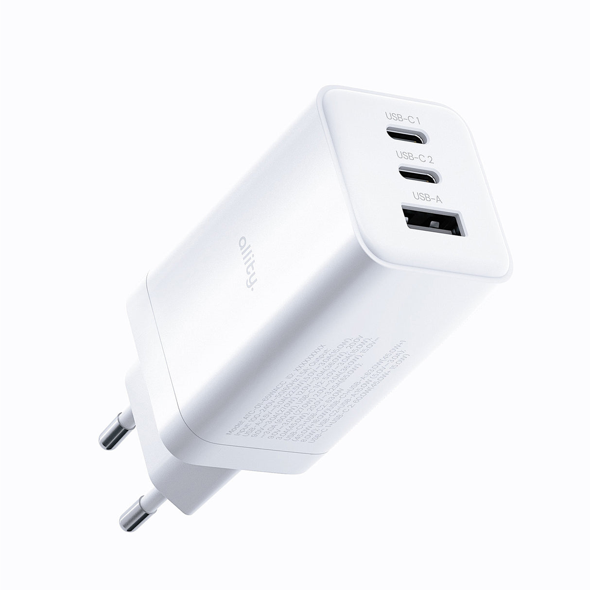Allity wall charger GaN PD QC ATC-01-65WACC 2x USB-C 1x USB-A 65W white