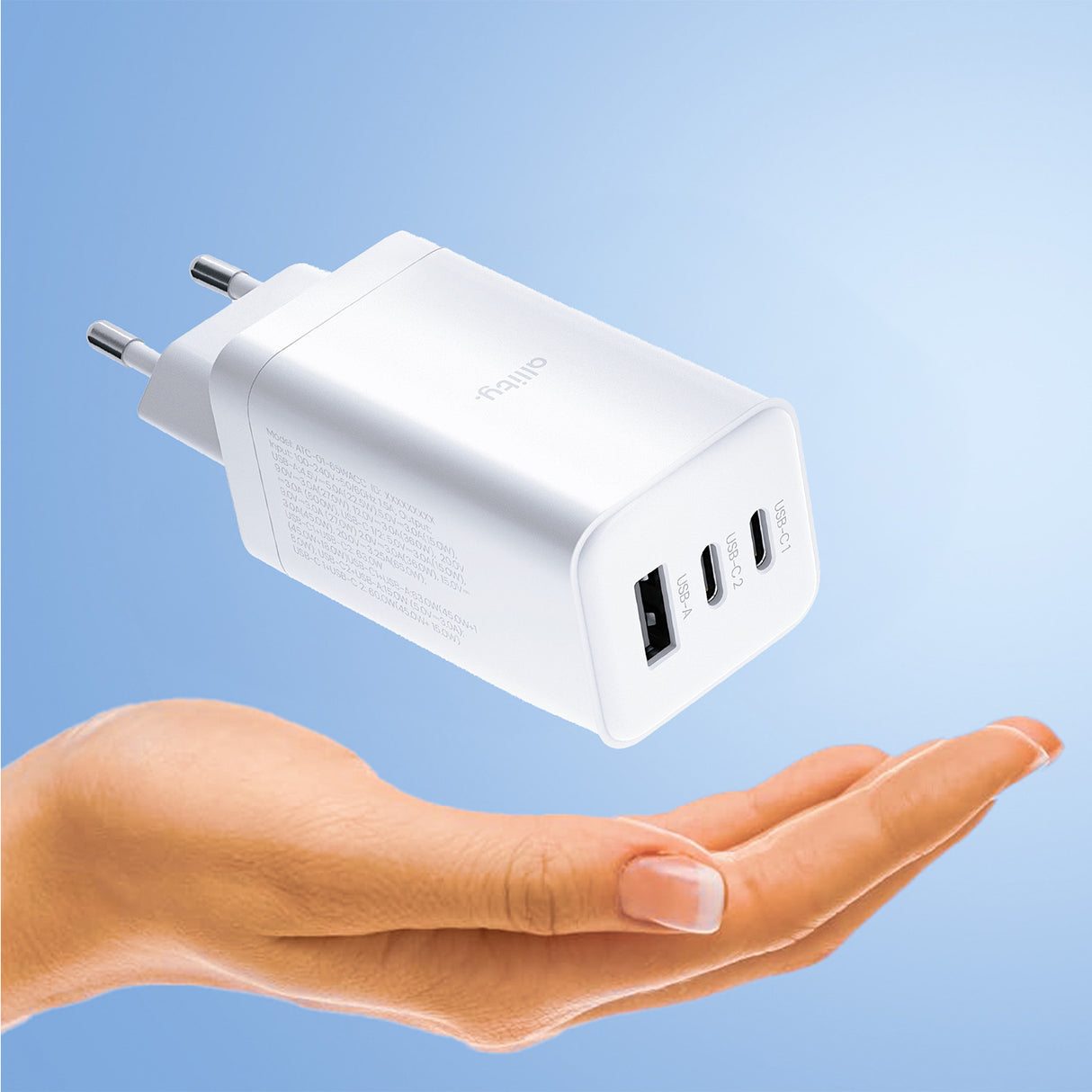 Allity wall charger GaN PD QC ATC-01-65WACC 2x USB-C 1x USB-A 65W white