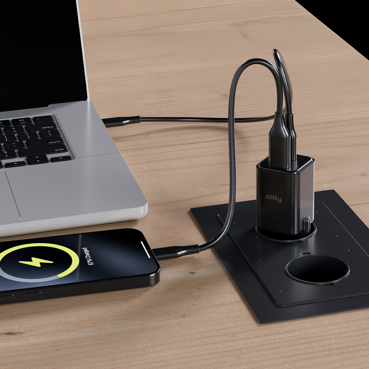 Allity wall charger GaN PD QC ATC-01-30WAC 1x USB-C 1x USB-A 30W black