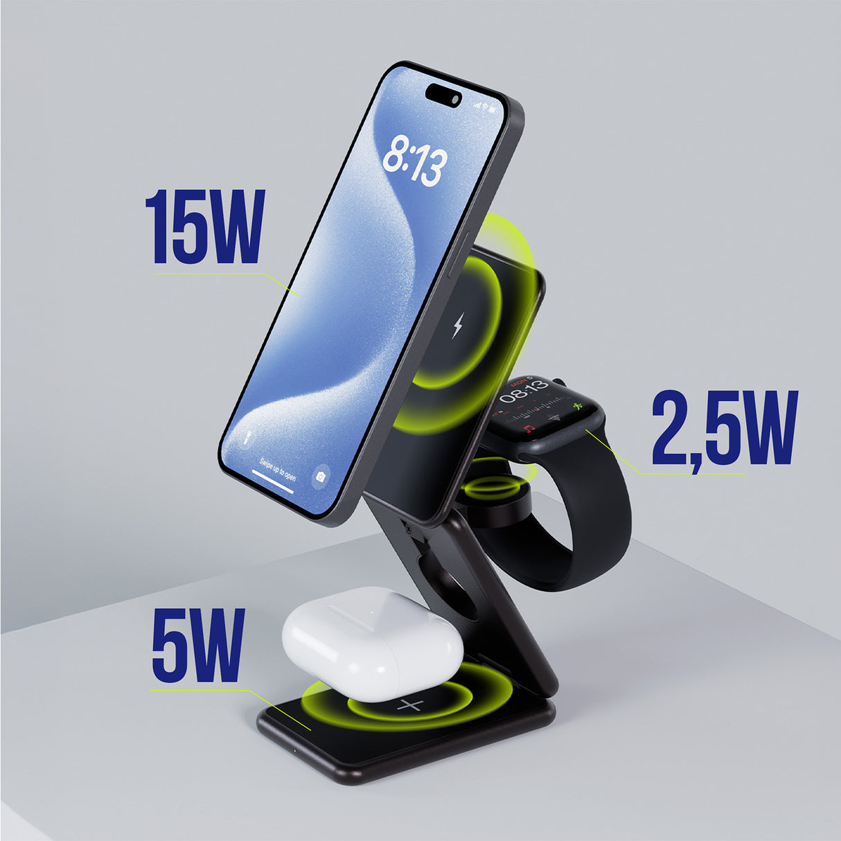 Allity AWC-230-225WMS wireless charger 22.5W graphite 3w1