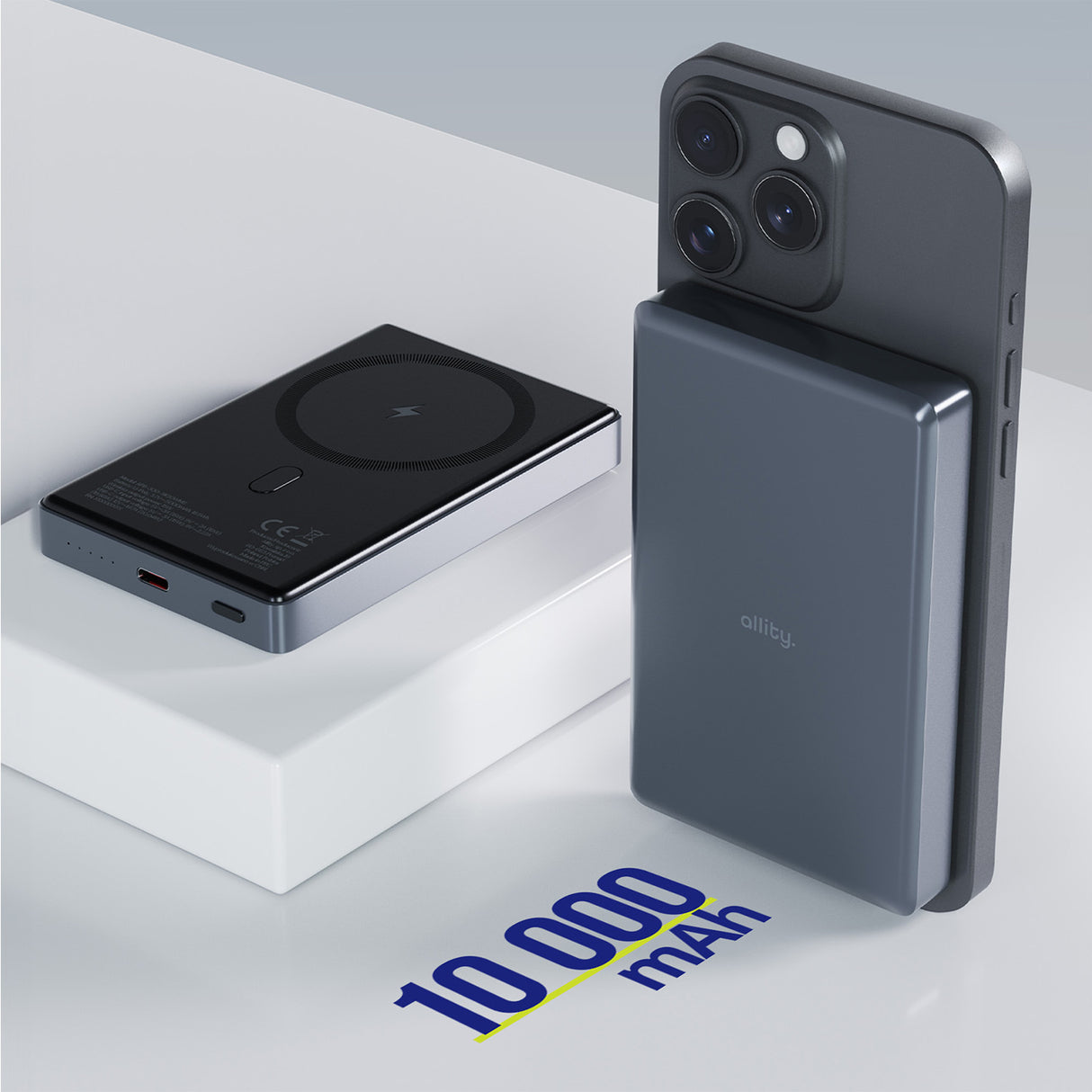 Allity wireless power bank APB-300 PD QC 20W 10000 mAh magnetic gray