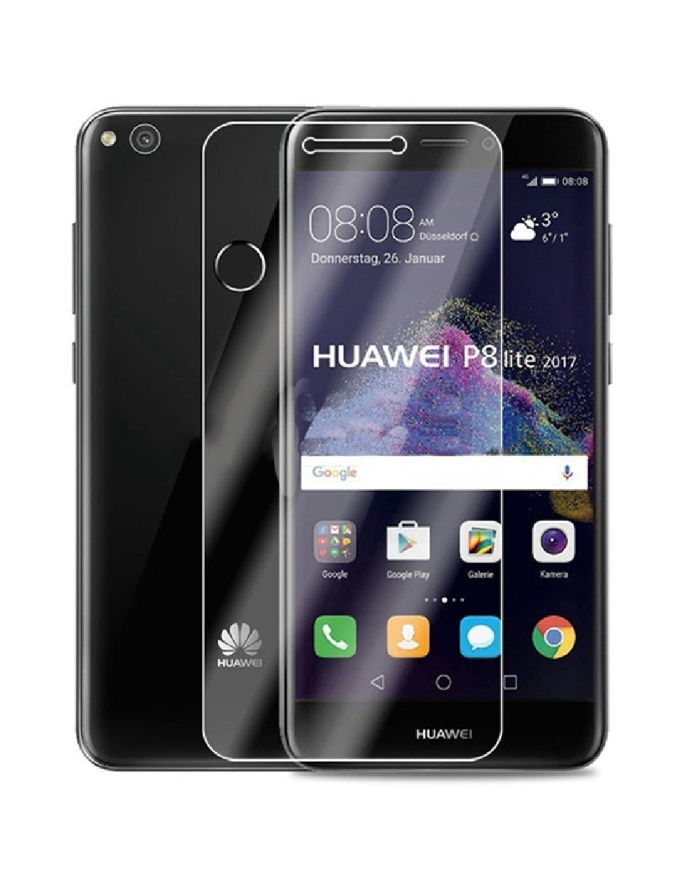 Huawei P8 Lite 2017 Skærmbeskyttelse Sort (Bulk)