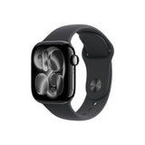 Apple Watch Series 11 (2025) GPS 42mm Jet Black Alu Case, sort sportsbånd S/M EU MEQT4