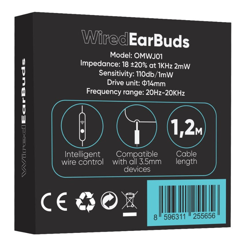 OBAL:ME Wired Earphones 3.5mm Jack Black
