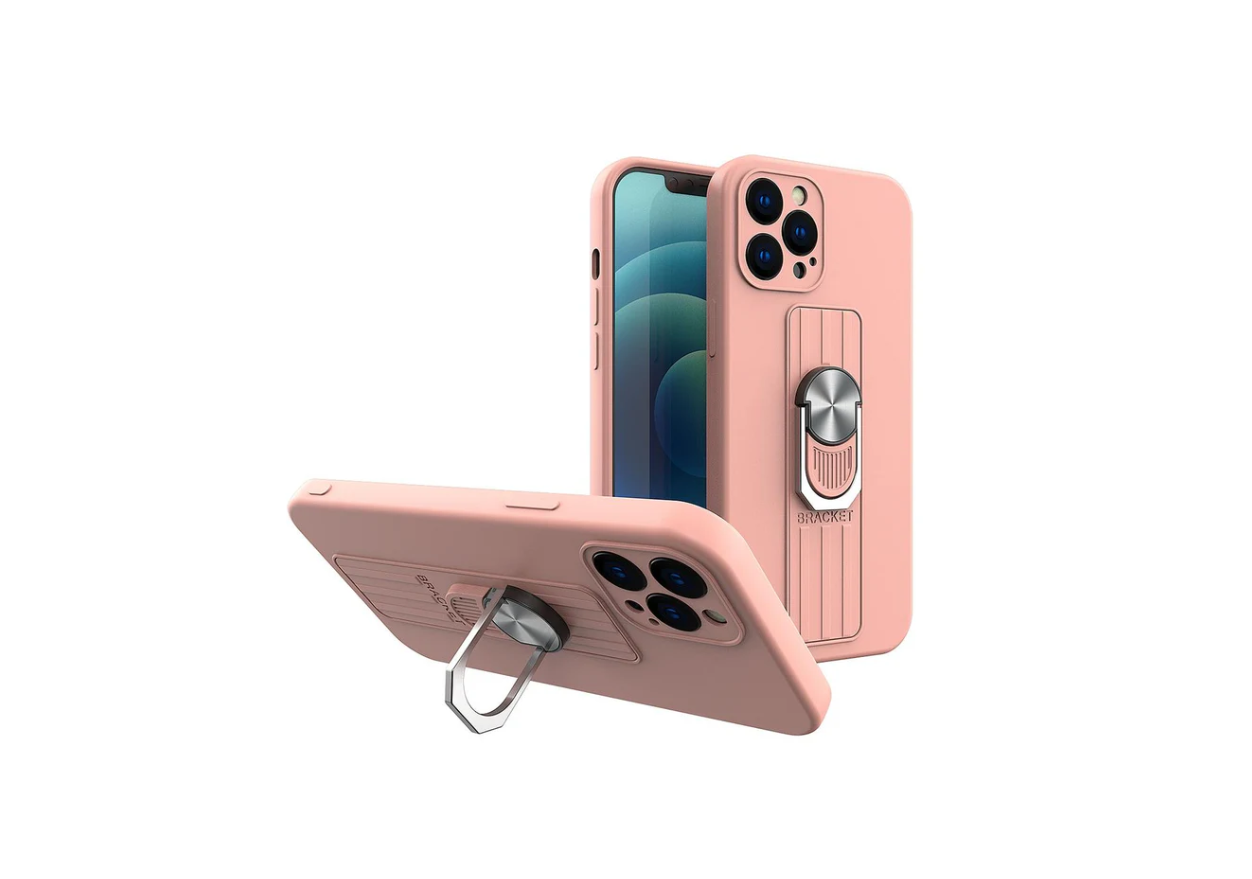 Ring Case silikone etui med fingergreb og stativ til iPhone SE 2022 / SE 2020 / iPhone 8 / iPhone 7 pink