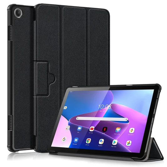 Lenovo Tab M10 (Gen 3) 10,1" 328F Trifold Stand Tablet Case Microfiber Auto Wake/Sleep Magnetisk lukning Anti-ridse beskyttelsescover - Sort