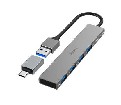 HAMA 3.2 USB-A Hub 4x Porte m/ USB-C Adapter