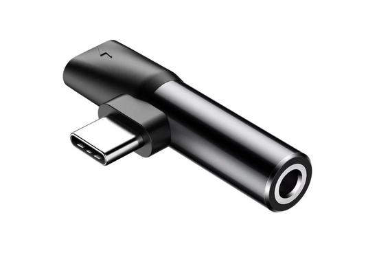 Reduktion Baseus Audio Adapter USB-C til Mini Jack 3,5 mm + USB-C (sort)