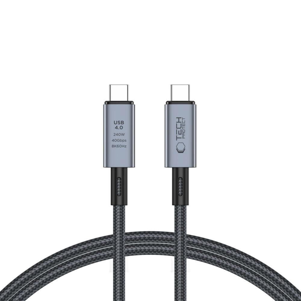 Tech-Protect UltraBoost Max USB-C 4.0 / USB-C 4.0 PD-kabel 240W 8K 40Gbps 1m - grå