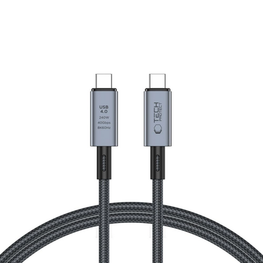 Tech-Protect UltraBoost Max USB-C 4.0 / USB-C 4.0 PD-kabel 240W 8K 40Gbps 1m - grå