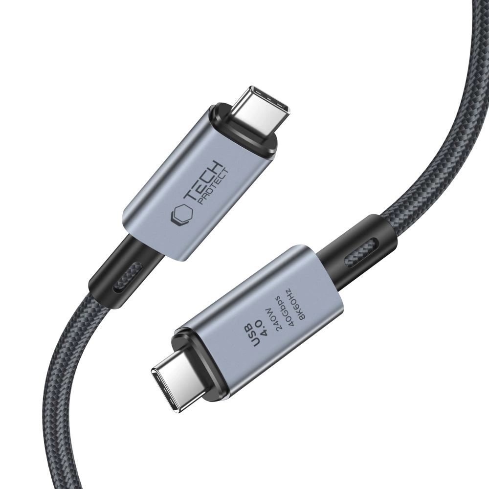 Tech-Protect UltraBoost Max USB-C 4.0 / USB-C 4.0 PD-kabel 240W 8K 40Gbps 1m - grå