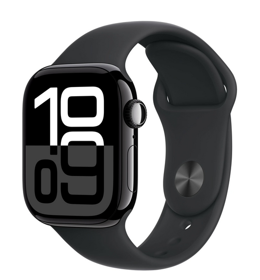 Apple Watch Series 10 GPS 42mm Jet Black Aluminium Case with Black Sport Band - M/L