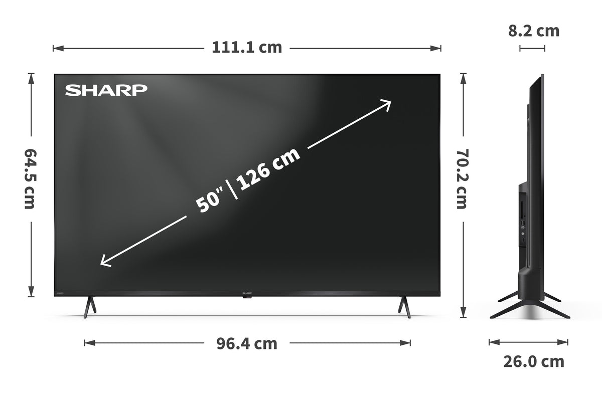 Sharp | 50HP5265E | 50 | Smart TV | Google TV | UHD | Black
