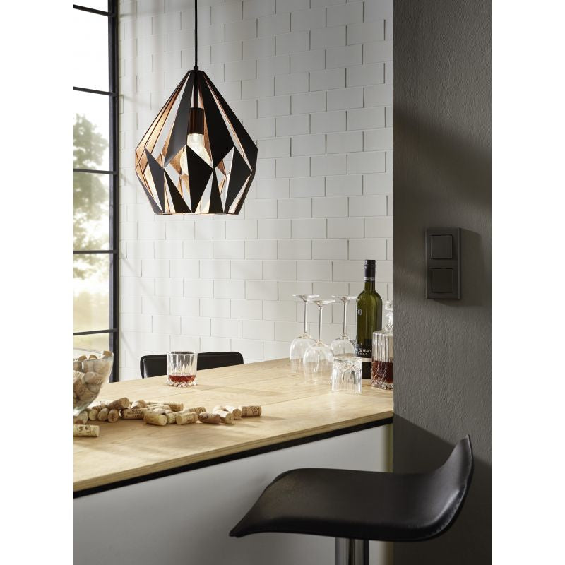 Eglo Carlton 1 sort/kobber pendel