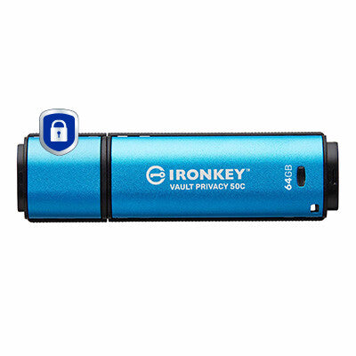 Kingston Technology IronKey 64GB USB-C Vault Privacy 50C AES-256 Encrypted, FIPS 197