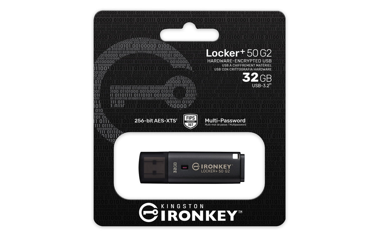 Kingston Technology IronKey Locker+ 50 G2 USB-nøgle 32 GB USB Type-A 3.2 Gen 1 (3.1 Gen 1) Sort