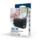 Gembird TA-UC-PDQC30LCD-BK-01 oplader til mobil enhed Smartphone, SmartWatch, Tablet Sort Vekselstrøm Hurtig opladning Indendørs