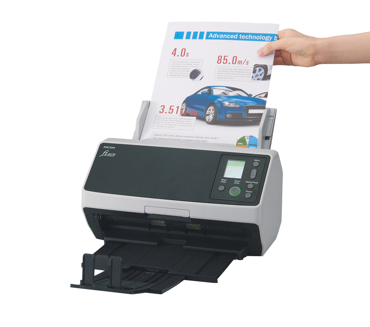Ricoh fi-8170 ADF + manuel indføringsscanner 600 x 600 dpi A4 Sort, Grå