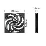 ARCTIC P14 Slim PWM PST Computerkabinet Ventilator 14 cm Sort 1 stk