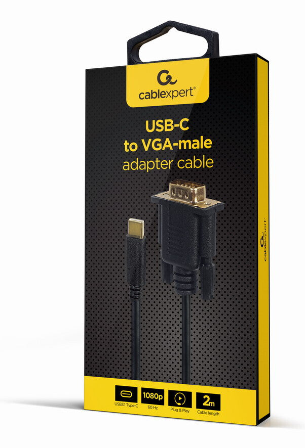 Gembird A-CM-VGAM-01 videokabel adapter 2 m USB C VGA (D-Sub) Sort
