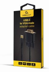 Gembird A-CM-VGAM-01 videokabel adapter 2 m USB C VGA (D-Sub) Sort