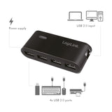 LogiLink UA0085 interface hub USB 2.0 Type-A 480 Mbit/s Sort