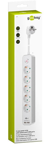 goobay Stikdåse 5-stik 16A Hvid 1.5m