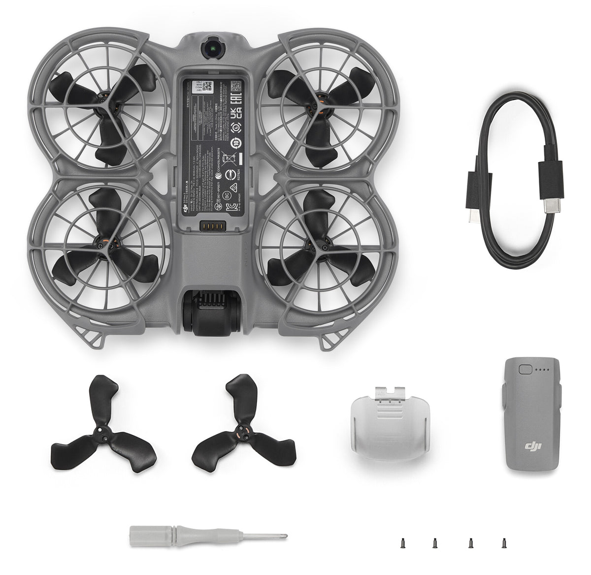 DJI Neo 2 4 rotorer Quadrokopter 12 MP 2688 x 1512 pixel 1606 mAh Sort, Grå