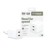 PanzerGlass empower by ® Turbo 45W Oplader inkl. 2 x USB-C | EU Stik | Silver White