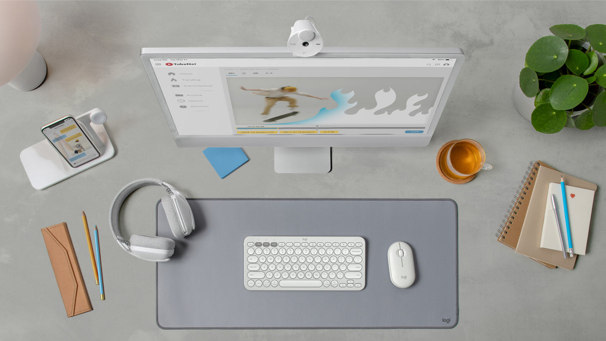Logitech Pebble 2 Combo tastatur Mus inkluderet Universel RF trådløs + Bluetooth QWERTY US International Hvid