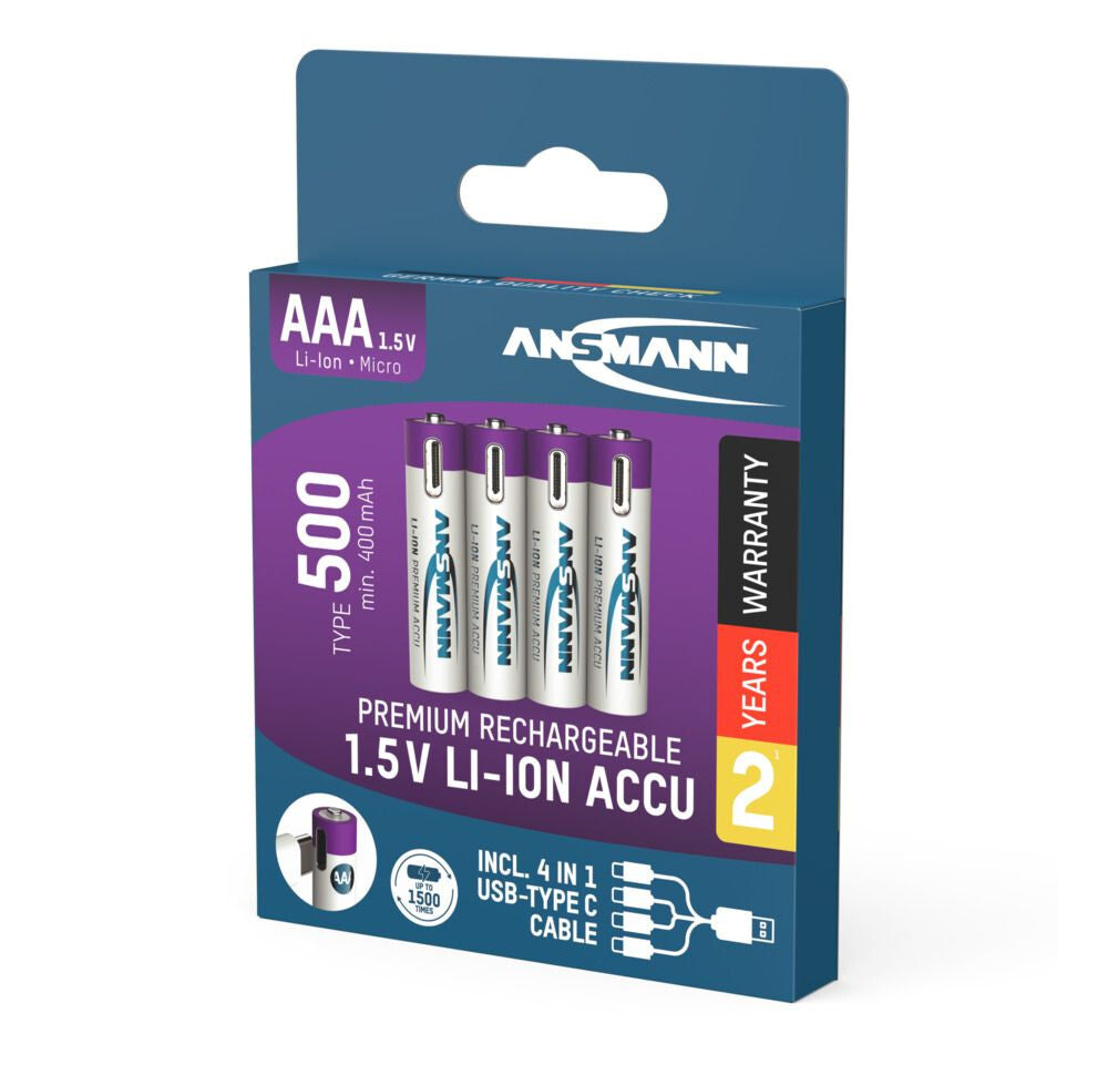 Ansmann 1311-0028 husholdningsbatteri Genopladeligt batteri AAA Lithium-Ion (Li-Ion)