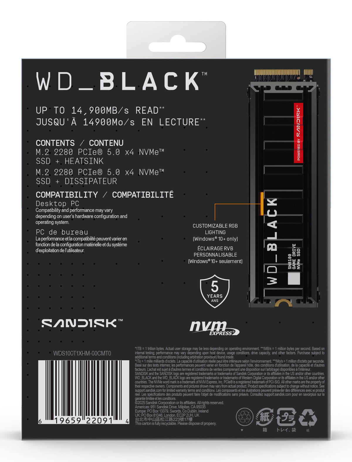 WD Black SN8100 SSD 1TB M.2 PCI Express 5.0 (NVMe)