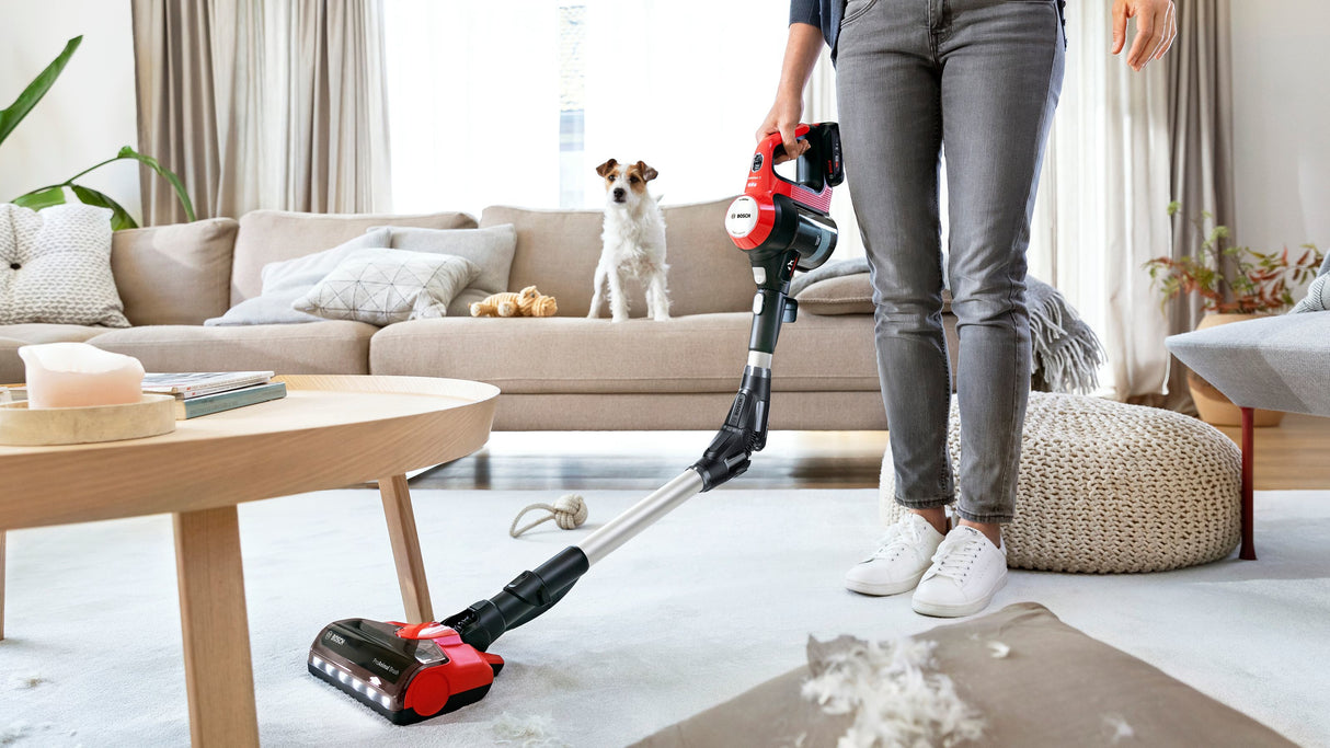 Bosch BCS711PET stav støvsuger & elektrisk kost Stick vakuum Batteri Dry Poseløs 0,3 L Sort, Rød 3 At