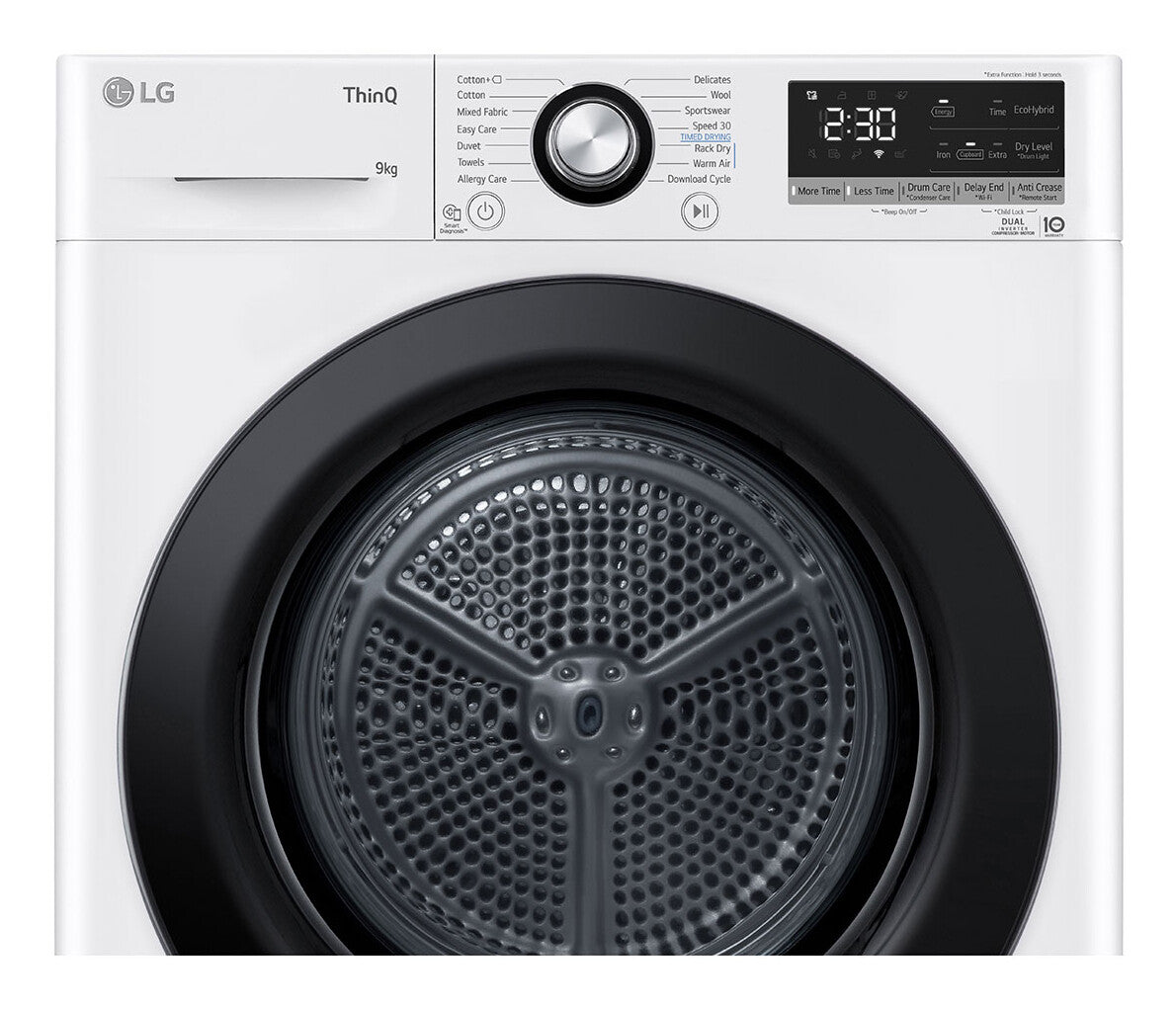 LG RV9DN9037 tørretumbler Fritstående Front-læsning 9 kg Hvid