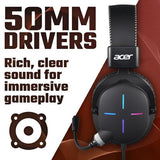 Acer Nitro Gaming Headset II NHW200, 50mm Driver, Omnidirectional Mic, Black