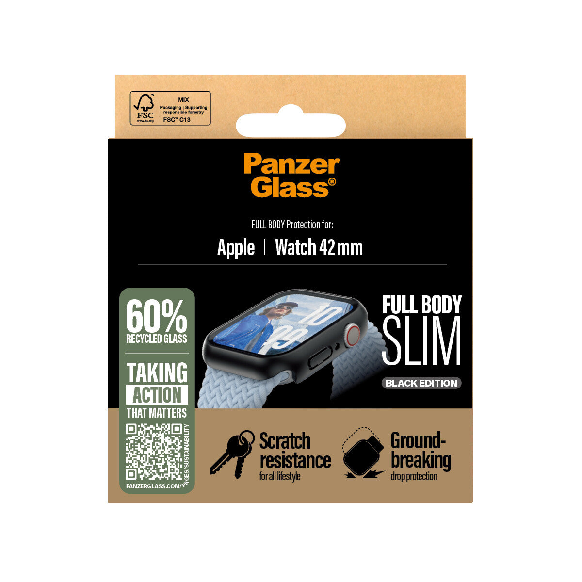 PanzerGlass ® Case Full Body Slim Sort Apple Watch Series 11 | 10 | 42mm