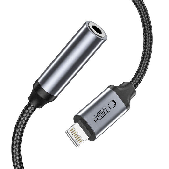 Tech-Protect 9490713929599 kabel kønsskifter Lightning 3.5mm Mini Jack Sort