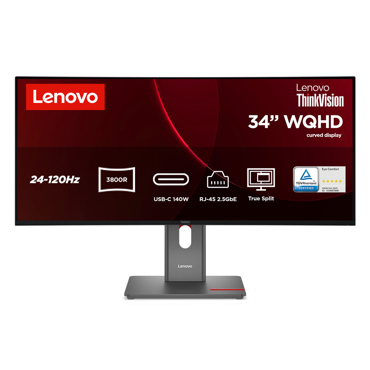 Lenovo ThinkVision P34WD-40 computerskærm 86,4 cm (34") 3440 x 1440 pixel Wide Quad HD LCD Sort