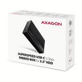 Axagon EE35-GTR USB-C 5Gbps - SATA 6G, 3.5 RIBBED box BLACK - USB Typ C HDD kabinet Sort 3.5"